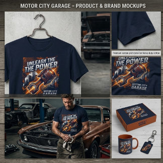 Camiseta Desata El Poder ,Motor City Garage Gráfica Tee
