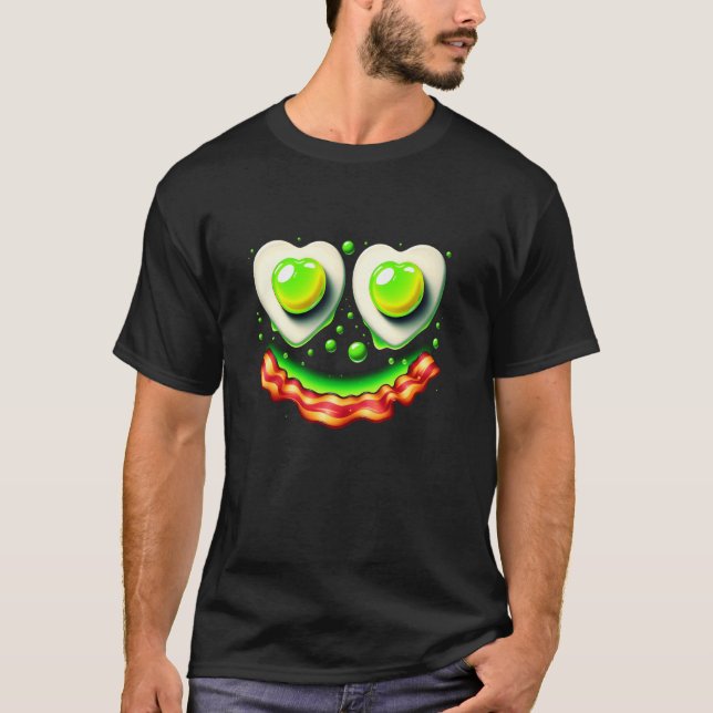 Camiseta Desayuno Brunch Cara Sonriente Huevo de Pollo Verd (Anverso)