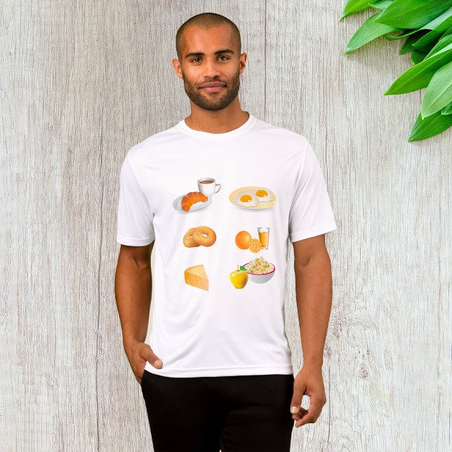 Camiseta Desayuno Café, Croissant, Huevos, Bagels (Subido por el creador)