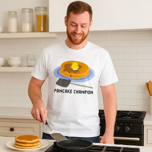 Camiseta Desayuno Campeón de Panqueques Comida Hombres Cami