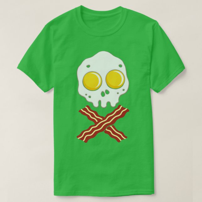 Camiseta Desayuno De Cráneo De Bacon Y Huevos Carne Pirata (Diseño del anverso)