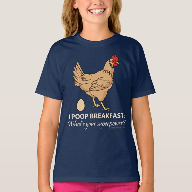 Camiseta Desayuno de los impulsos del pollo divertido (Anverso)