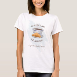 Camiseta Desayuno de novia de café y croissants