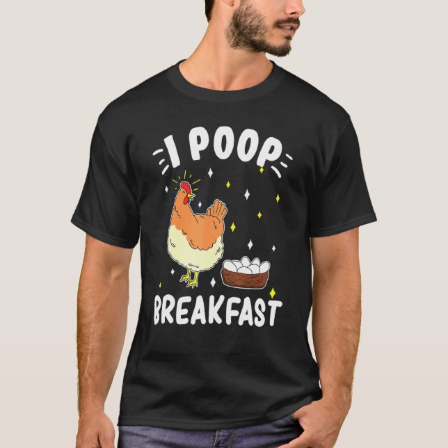 Camiseta Desayuno de pollo Hen Laying Eggys Poultry Tema (Anverso)