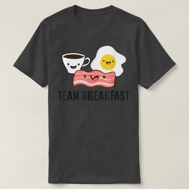 Camiseta Desayuno del equipo de café de los huevos de bacon (Diseño del anverso)