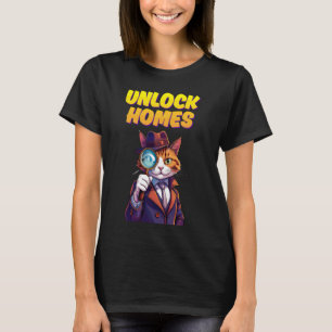 CAMISETA DESBLOQUEA HOGARES GATO DETECTIVE JUEGO DIVERTIDO