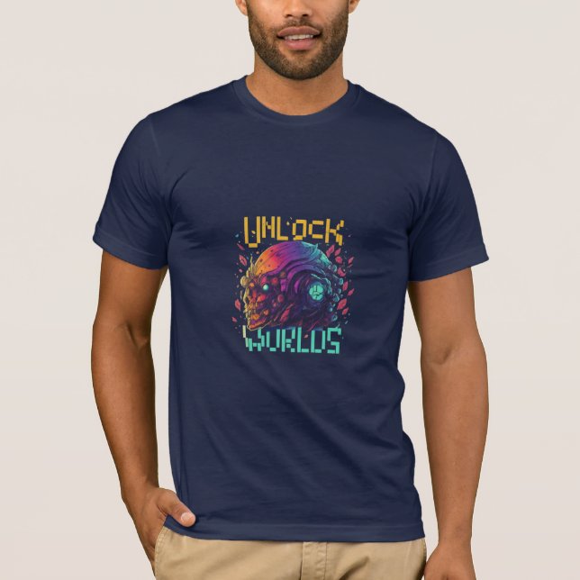 Camiseta Desbloquear Nuevos Mundos. (Anverso)