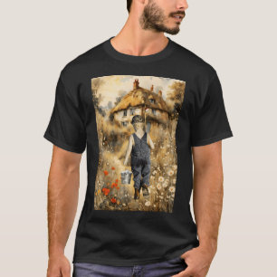 Camiseta descansando junto al agua con un perro