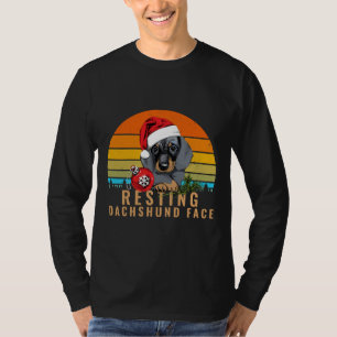 Camiseta Descanso del perro Dachshund Cara Feliz Navidad Re