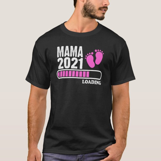 Camiseta Descarga de bebé 2021 Mama Loading Futura Mom 2021 (Anverso)