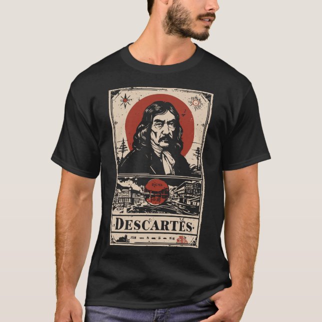 Camiseta Descartes del Sol Rojo | Retrato de filosofía (Anverso)