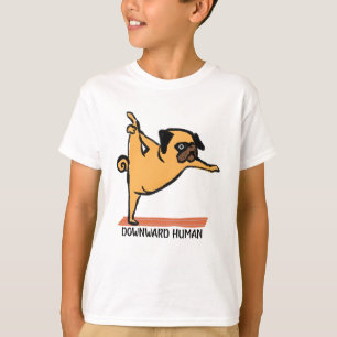 Camiseta Descendente Humano-Yoga-Perro-Funny
