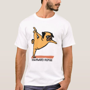 Camiseta Descendente Humano-Yoga-Perro-Funny