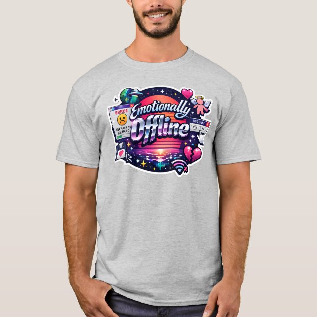 Camiseta Desconectado Emocionalmente Sin Conexión Y2K Stick (Anverso)