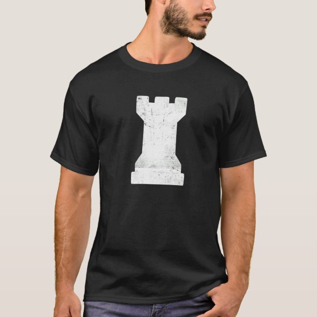 Camiseta Descontento de piezas de ajedrez White Rook White  (Anverso)