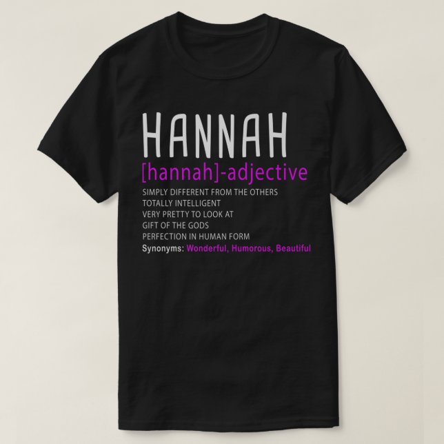 Camiseta Descripción del nombre personalizado Hannah Premiu (Diseño del anverso)