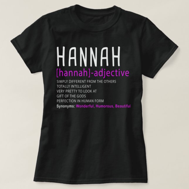 Camiseta Descripción del nombre personalizado Hannah Premiu (Diseño del anverso)