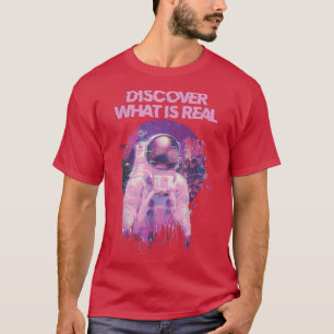 Camiseta Descubra Lo Real - Astronauta Glitchy Vaporwave