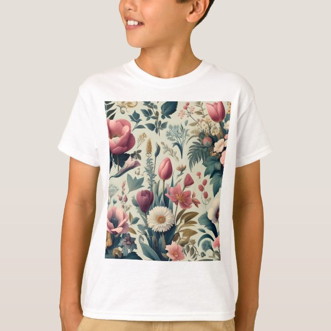 Camiseta Descubre el asombroso patrón botánico floral de pr (Anverso)