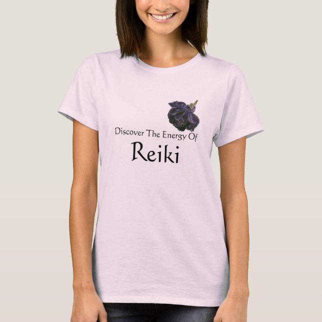 Camiseta Descubre la energía del Rosa Púrpura de Reiki (Anverso)
