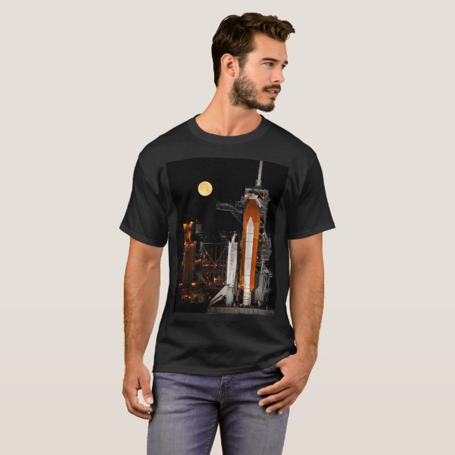 Camiseta Descubrimiento del transbordador espacial y la lun (Anverso completo)
