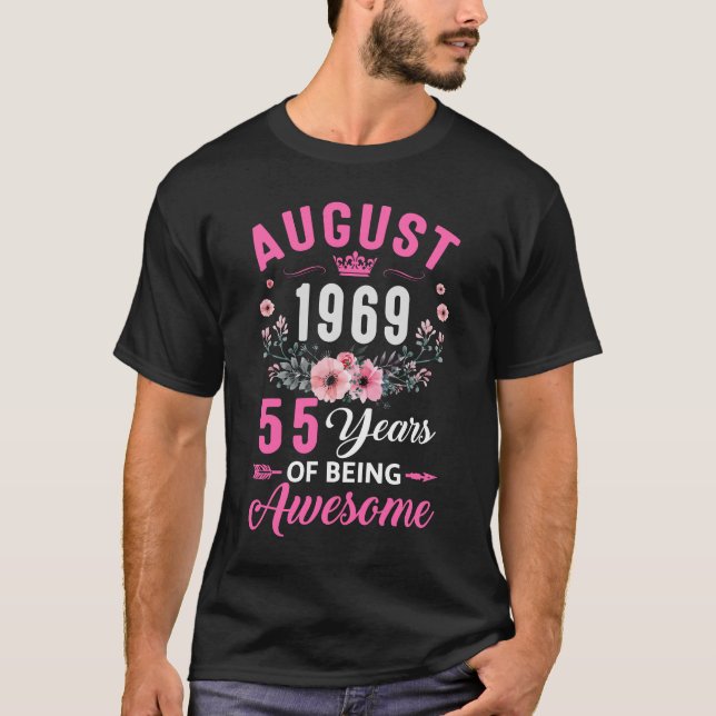 Camiseta Desde 1969 55 años de edad 55 de agosto (Anverso)