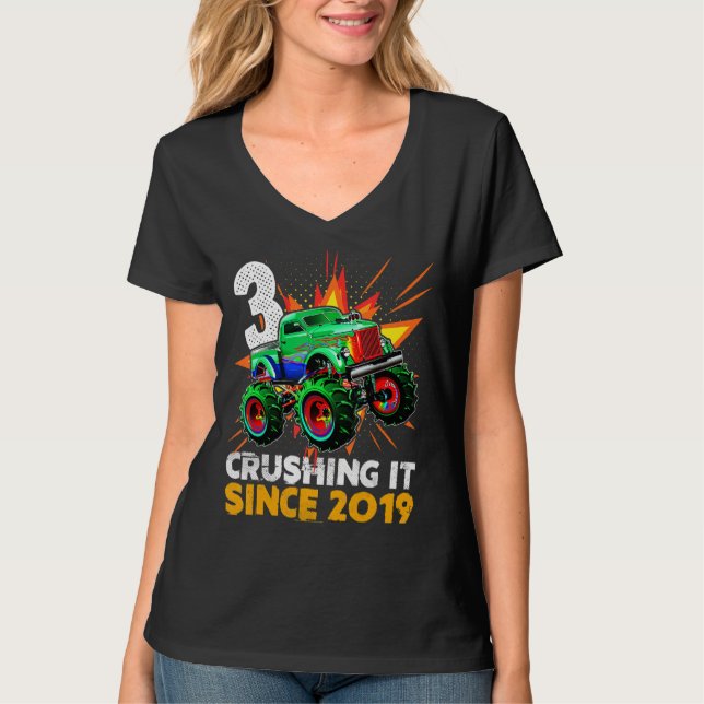 Camiseta Desde 2019, tercer cumpleaños, Monstruo de 3 años  (Anverso)