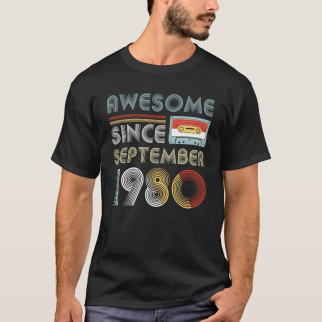 Camiseta Desde septiembre de 1980 vintage impresionante del (Anverso)