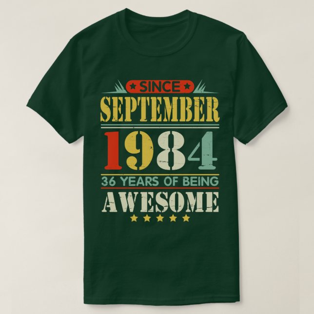 Camiseta Desde Septiembre De 1984 Feliz Cumpleaños A Papá (Diseño del anverso)