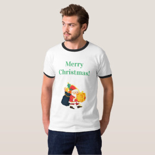 Camiseta Desea Navidad Impresa Alegría Celebración Ringer