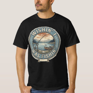 Camiseta Deseando Estar Pescando – Vintage Retro Pesca en L