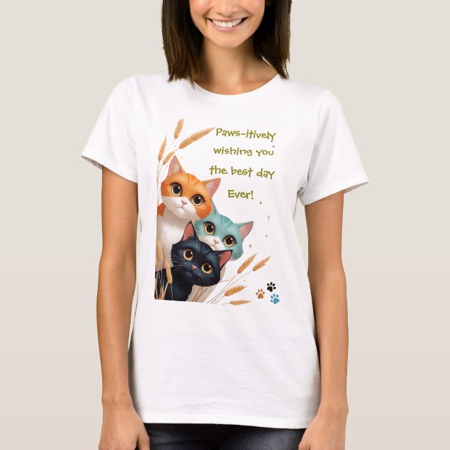 Camiseta Deseándote el Mejor Día Ever Peeping Kitten (Anverso)