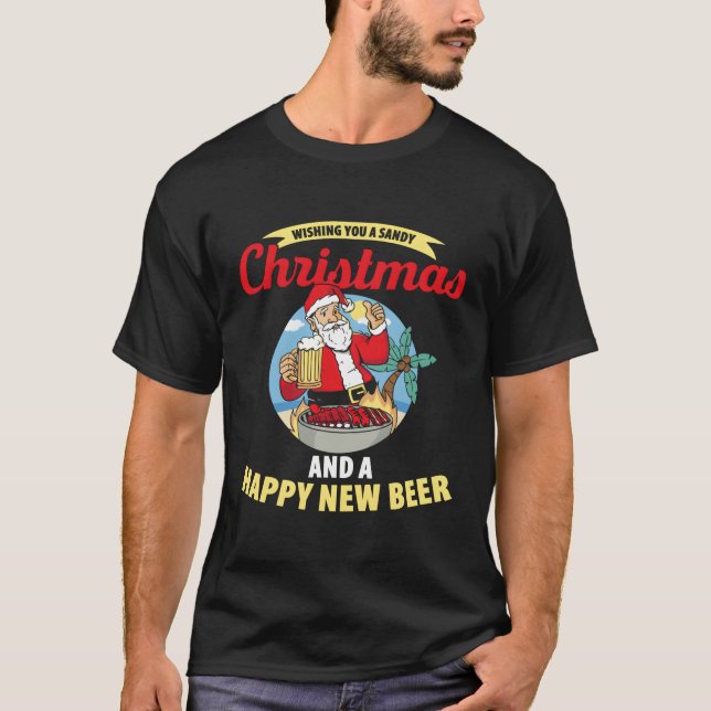 Camiseta Deseándote Un Arena Y Una Cerveza Nueva Feliz (Anverso)