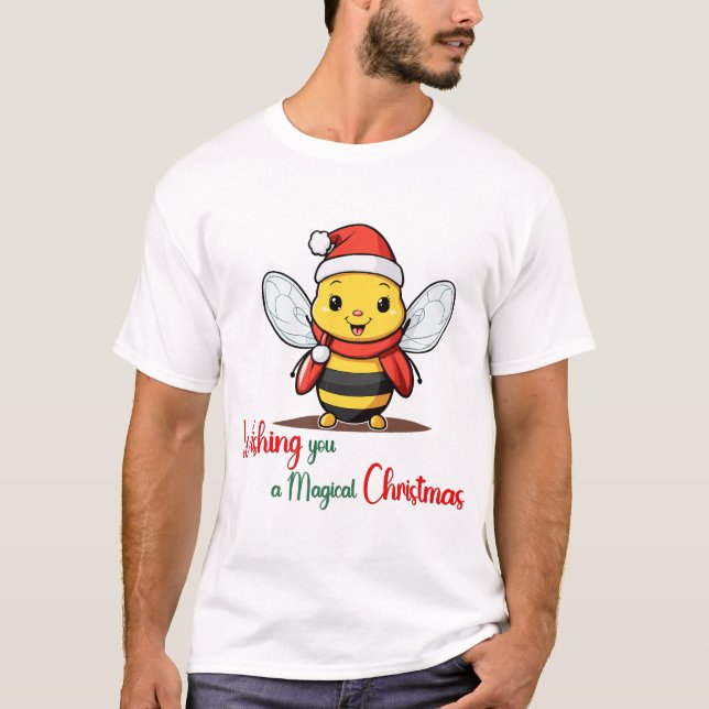 Camiseta Deseándote un mágico Navidad Cute Bee (Anverso)
