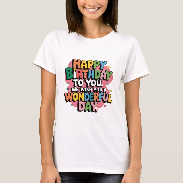 Camiseta Deseos de cumpleaños coloridos (Anverso)