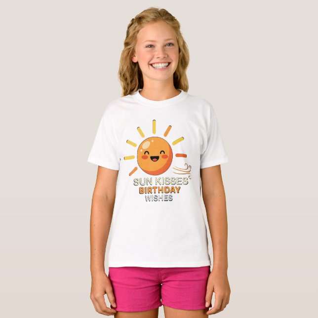Camiseta Deseos de Cumpleaños del Sol Sonriente Lindo para  (Anverso completo)