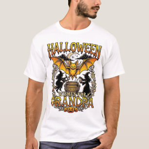 Camiseta Deseos de Halloween Abuelo Murciélago Caldero de B