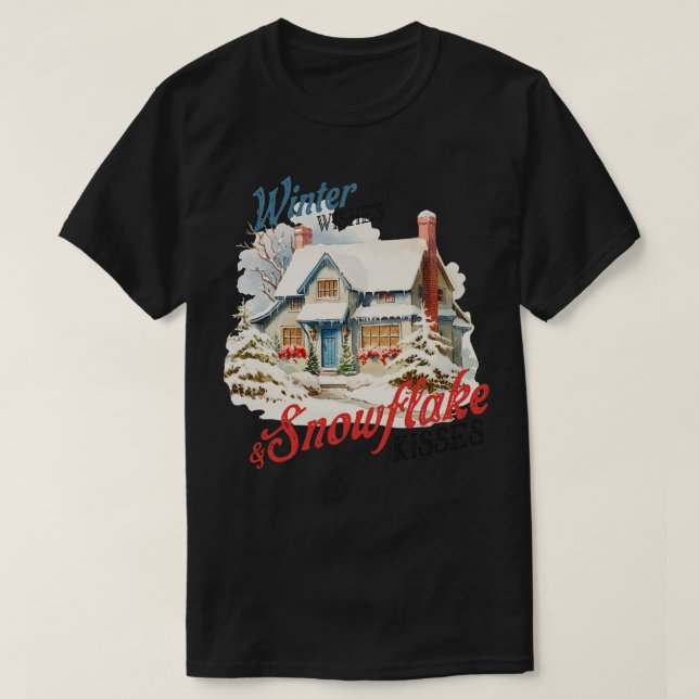 Camiseta Deseos de invierno y besos de copo de nieve (Diseño del anverso)
