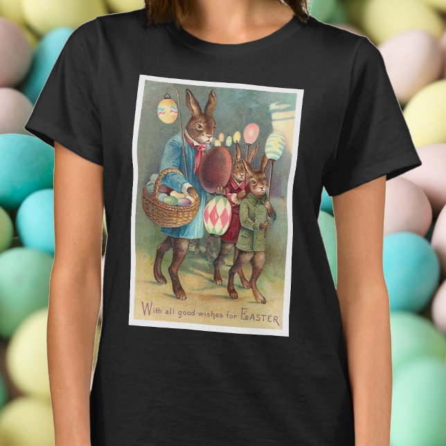 Camiseta Deseos de Pascua Victorianos Antiguos con Conejito (Subido por el creador)