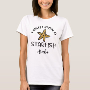 Camiseta Deseos de pez estrella, Aruba en letras negras