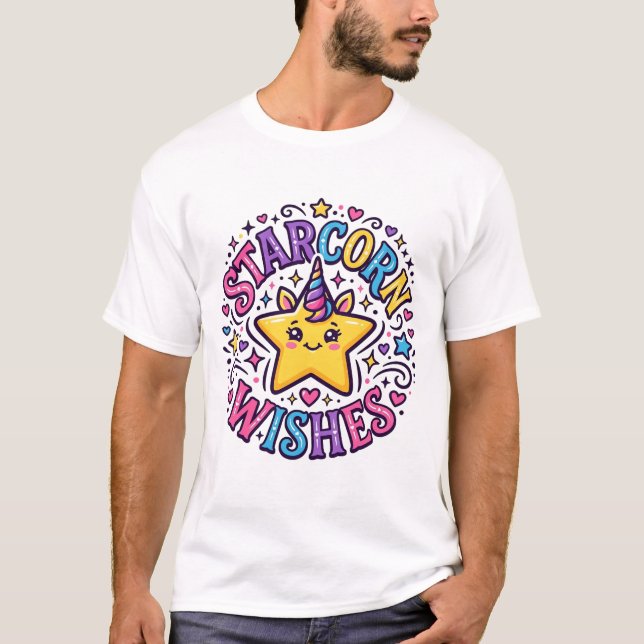 Camiseta Deseos de Starcorn de Unicornio Impresión Comercia (Anverso)