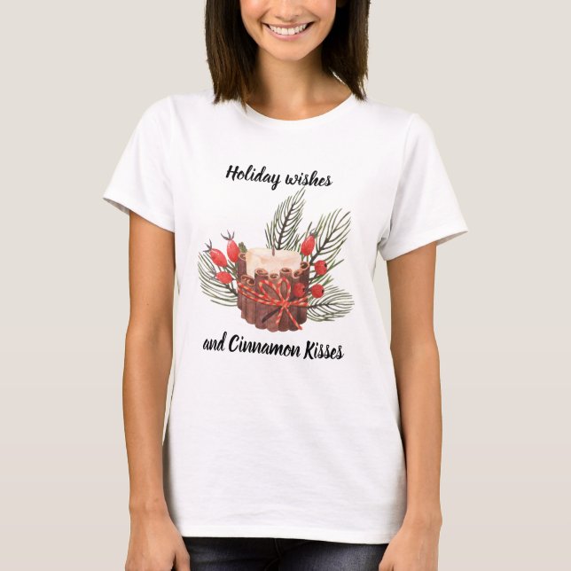 Camiseta Deseos feriados y velas de besos de canela (Anverso)