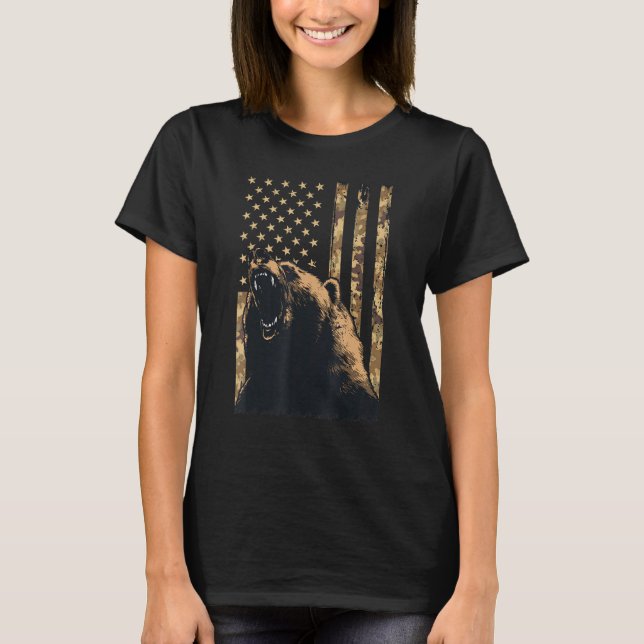Camiseta Desert Camo Grizzly Bear Grunge Tacto De Bandera E (Anverso)