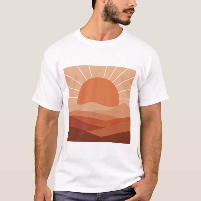 Camiseta Desert Geometry – Minimalist Sun & Mountain T-Shir (Anverso)