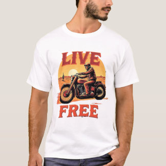 Camiseta Desert Sunset T-Shirt, una motocicleta libre en di