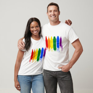 Camiseta Desfile artístico del orgullo gay arcoiris pintado