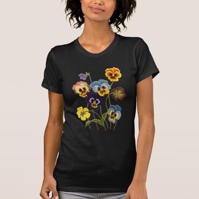 Camiseta Desfile bordado de pansies (Anverso)