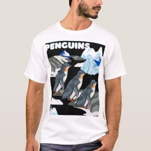 Camiseta Desfile De Pingüinos Antárticos En Fondo De Hielo 