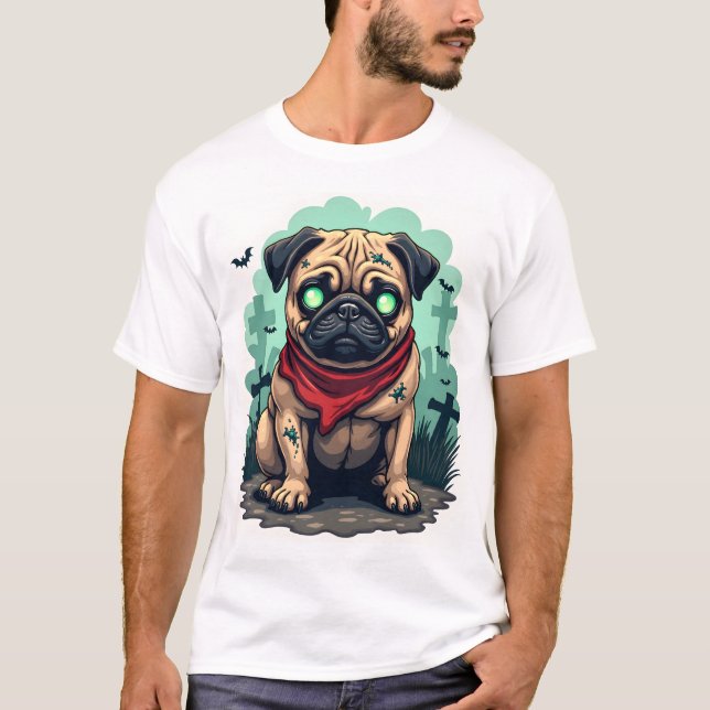 Camiseta Desfile de Pug Zombie (Anverso)