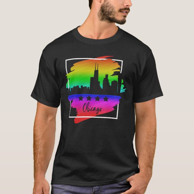 Camiseta Desfile del Orgullo Gay de la Bandera de Chicago (Anverso)